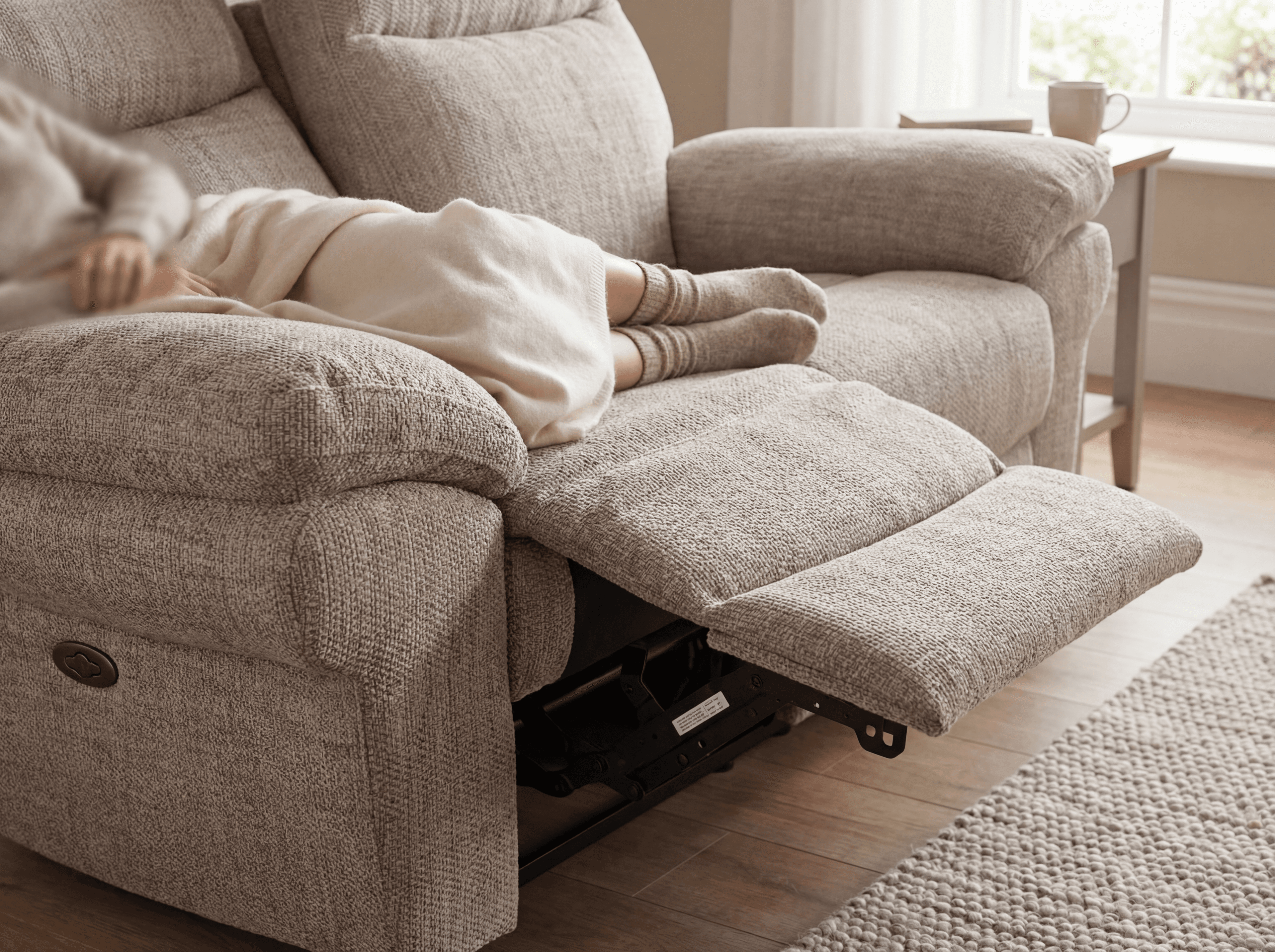 Tanya Fabric Electric Recliner 3+2 Seater Sofa Set detail shot